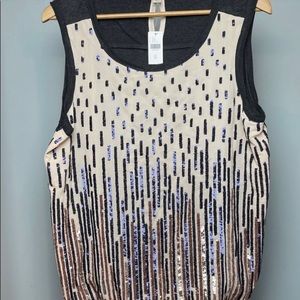 NWT ANTHROPOLOGIE TINY SEQUIN SLIMMING TANK SEXY XL
